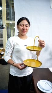 ถาดเสิร์ฟ 2 ชั้น ชั้นวางเค้ก จานวางผลไม้ สไตล์หรูหรา แข็งแรง ทนทาน