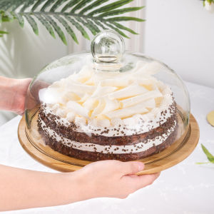 Transparent Dessert Display Plate with Lid Bamboo