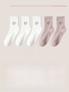 JINGCHI | White Fleece Lined Thick Mid-Calf Sleep Socks For Women Home Warmth Postpartum Mink Velvet Floor Slippers Autumn Winter