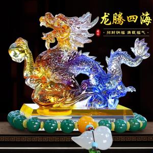 2025 New Luxury Car Dashboard Decorative Ornaments Lucky Dragon Male Model Car Interior Accessories Carved Glass Feng Shui Decoration