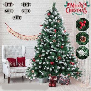 120cm PVC Dyed Snowy Christmas Tree with Pinecones and Red for Shopping Mall Decoration or Christmas Home Decoration