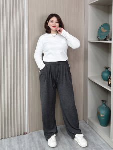 Loose Wide Leg Pants Womens Spring Autumn High Waist Elastic Waist Lazy Style plus Size Trousers Casual Straight Fit Drapey