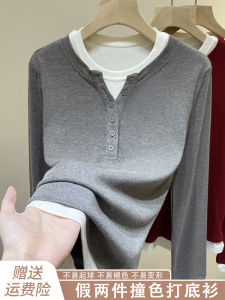 Áo Thun Dài Tay Ôm Vừa Vặn Thời Trang Thu Đông Cho Nữ Áo Thun Cổ Tròn Màu Trơn Thường Ngày Chất Liệu Cotton Pha Trộn