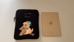 Sleeve Pouch Sarung Tas Bag Case Ipad Tab Tablet Macbook Air Pro Laptop Asus Acer Lenovo HP Huawei 11 12 13 14 15 inch Motif Gambar Puppy Anjing Warna Putih Lucu Cute Murah Korean Model