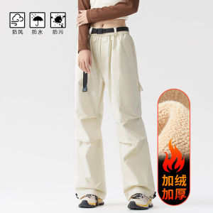 WASSUP CMKPO Womens Outdoor Windproof Waterproof Fleece Lined Workwear Trousers Mountain Paratrooper Pants Casual High Waist Polyester Fiber