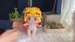 23cm / 9inch Poseable Demon Slayer Plush Doll Clothes Changeable Rengoku Kyoujurou Figure Plushie Anime Manga Merch Cartoon Gift