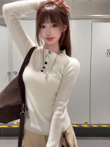 HUOLISI | Retro American Henry Collar Knit Sweater