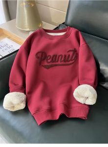 Thickened round Neck Sweatshirt Womens Fleece Lined Winter Coat Design Sense Embroidery Large Size Cotton Outerwear