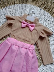Setelan Mini Dress Anak Perempuan 1-6 Tahun Setelan Anak Perempuan Bahan Hornet Knit