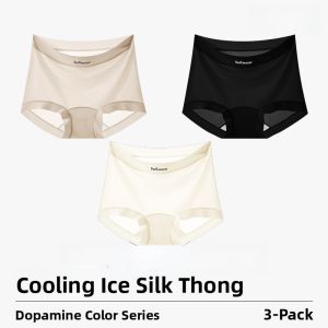 MiiOW | MiiOW Ice Silk Cotton Womens Underwear Breathable Lightweight Triangle Panties Pure Cotton Antibacterial Crotch Seamless