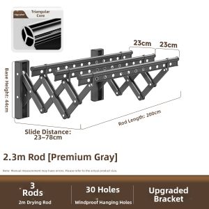 MINGZHI | Side Mount Foldable Extendable Clothes Rack