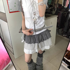 Váy Ngắn Kẻ Sọc Xếp Ly Phong Cách Hàn Quốc Cho Nữ Mùa Hè Váy Ngắn Chữ a Cạp Cao Váy Ngắn Xếp Ly Váy Ngắn Chữ a