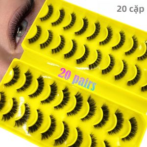 20 Đôi Mi Giả 3D Giả Sable Tự Nhiên Mềm Mại Xoăn Dày Có Thể Sử Dụng Lại Dụng Cụ Trang Điểm Tạo Hiệu Ứng Nổi Bật Với Mi Dạng Dải Có Cánh