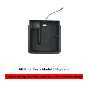 Hộp Đựng Đồ Hộp Để Tay Và Bộ Tổ Chức Khu Vực Điều Khiển Trung Tâm Tesla Model 3+ Y YL Juniper Highland Với Hub Sạc USB Và Dock Mở Rộng Type-C Dành Cho Năm 2025-2026