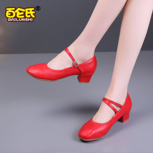 รองเท้าเต้นรำสีเงินสำหรับผู้หญิง รองเท้าเต้นรำพื้นสูงปานกลาง รองเท้าเต้นรำพื้นนุ่ม รองเท้าเต้นรำพื้นยาง รองเท้าเต้นรำแบบสวมหัวกลม