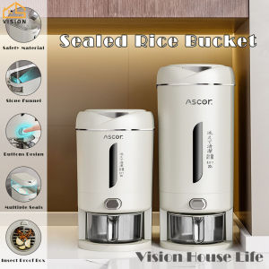 Vision 5kg/10kg Rice Dispenser Nordic Rice Storage Box Large Cereal Dispenser with Lid Narrow Type Rice Bucket Slit Rice Barrel Kitchen Storage Container Insect-Proof