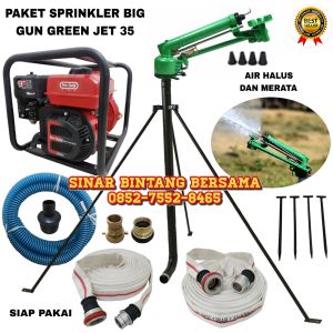 SPRINKLER BIG GUN GREEN JET 35 KOMPLIT POMPA PEMADAM 9 HP TEKANAN TINGGI