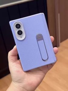 Fashion Plain Leather Kickstand Case for Samsung Galaxy Z Fold 8 Wide Tempered Glass Screen & Hinge Protector Shockproof Cover