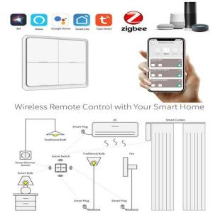 Tuya Smart ZigBee Wireless Free Sticker 4-way Panel Scene Button Switch ZigBee wireless random panel switch uya Smart Home ZigBee Wireless Free Sticker 4-way Panel Scene Button Switch Onlyy