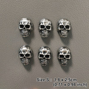 6pcs Gothic Skull Fridge Magnets 2 Sizes Punk Metal Halloween Home Decoration Party Arts Accessory Refrigerator Ornaments