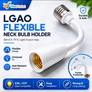 White flexible bulb adapter with screw base and socket for light bulb