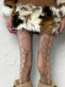 Bokior Hollow Rose Millennium Hippie Y2K Shibuya Light Desert Gothic Womens Leggings/Socks Four Seasons Universal E-TM-772