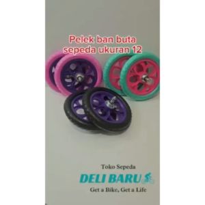 Pelek Ban buta motif bunga Ban busa Ban mati velg 12 inch komp besi sepeda anak
