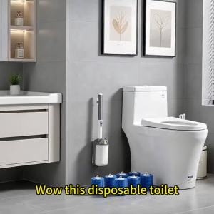Bộ Bàn Chải Vệ Sinh Nhà Vệ Sinh Hình Mèo Hoạt Hình Dễ Thương - Thiết Kế Để Bàn Hoặc Treo Tường Với Dung Dịch Vệ Sinh Kháng Khuẩn Và Đầu Thay Thế