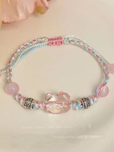 Transparent Kitty Cat Bracelet Simple Weaving Womens Sweet Hand Accessory Contemporary Cartoon Character Alloy Material