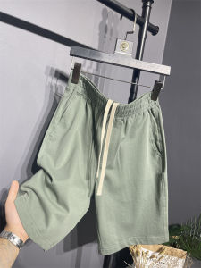 Summer Mens Solid Color Elastic Knitted Shorts Five-Point Pants Sporty Loose Fit Youthful Trendy High Elasticity Water Washed