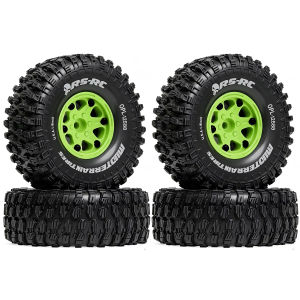 4pcs 1/10 Scale RC Crawler 1.9 Plastic Beadlock Wheels and Tires 4.72" 120mm for Traxxas TRX4 Axial SCX10 II III Redcat Gen 8