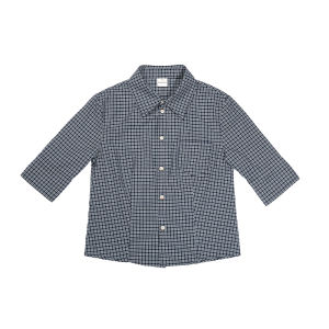 CountryMoment Pure Cotton Plaid Slim Fit Shirt Women Summer American Retro Waist Cinched Cuffed Shirt Straight Tube Type