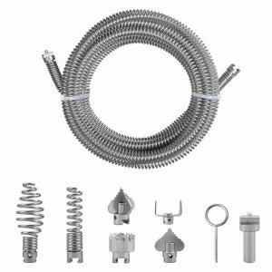 Ống Thép Làm Sạch Dạng Xoắn Ốc Đường Kính 12mm Với 6 Đầu Cắt Thay Thế Được Dùng Cho Máy Làm Sạch Cống Điện