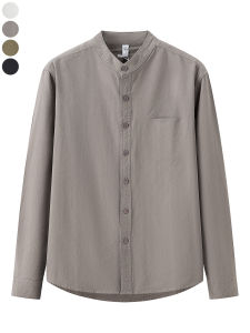 เสื้อเชิ้ตคอตตอนแขนยาวทรงหลวมสำหรับผู้ชาย ทรงหลวม ทรงปกติ ฤดูใบไม้ร่วง ฤดูใบไม้ผลิ ทรงหลวม ปกติ แขนยาว ปกติ