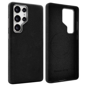 Suede PU Leather Fabric Phone Case For Samsung Galaxy S25 Ultra With Magnetic Wireless Charging Full Protector S24Ultra Case