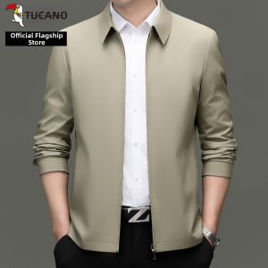 TUCANO | Executive Spring and Autumn Jacket Mens Mid-aged Pure Color Turn-down Collar