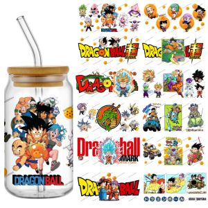 Newest 38 Design Dragon Ball Anime 16oz UV DTF Popular 3D Stickers Cartoon Decals Glass Cup Mug Coffee DIY Wrap birthday Gift