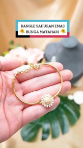 GELANG TANGAN Matahari Saduran Emas 24K Permata Putih Zhulian