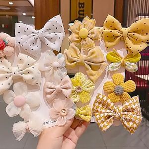 8 Pieces Childrens Hair Clip Set Flower Ribbon Hair Clip Set Cute Sweet Color Hair Clip Accessories Cute Fashion Baby Hair Bands