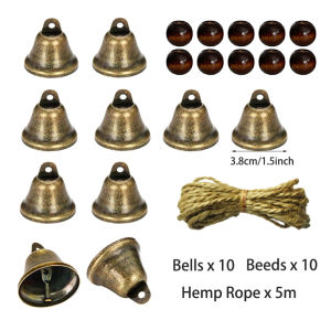 Vintage Brass Jingle Bells 38mm Small DIY Beeds Rope Crafts Kits Wind Chimes Housebreaking Dog Training Wedding Christmas Decor