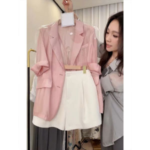 DANTING | Height-enhancing Petite Womens Fashion Pink Suit Shorts Set