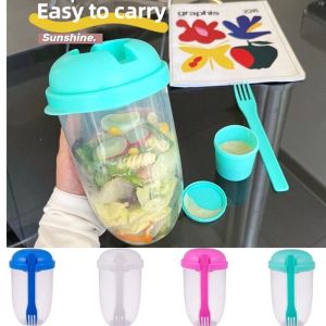 Salad Cups Portable Cereal Nut Yogurt Container with Fork Sauce Fruit Cup Food Storage Bento Box