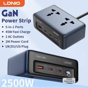 LDNIO SC1 Cube Power Strip Socket Fast Charger 2M Electric Extension AC Outlet PD 45W Type C Charging Station