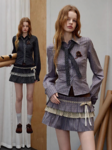 Unifree | Plaid Retro College Style New Season Slim Fit Ladies Shirt