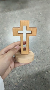 Cross Ornament Standing Cross Wooden Christian Cross Table Altar Cross for Church