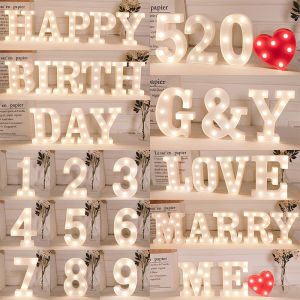 Letter LED Lights DIY Symbol Sign Heart Name Light Romantic Proposal Home Decor Luminous Number Lamp Night Light For Wedding Birthday Christmas Birthday Party Valentines Gift Ideas Wedding  Decorations Set Fairy Lights