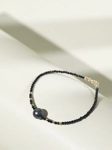 Deep Sea Tahitian Black Pearl Gift Handchain 8-9mm