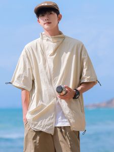 HetingHOME | Hetinghome Loose Fit Mens Short Sleeve Shirt Thin Half Sleeve Top Summer Trendy Brand Couples Loose Style Artistic Flavour