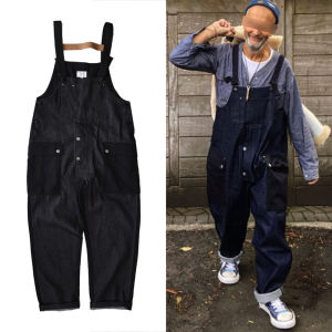 Color Block Workwear Overalls Mens Ameika Casual Denim Long Pants mid Waist Zipper Straight Leg Four Seasons Universal