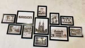 Khung ảnh treo tường 11 khung ảnh sài gòn xưa trắng đen tặng kèm đinh 3 chân